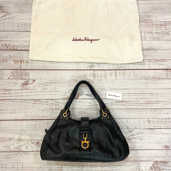 Authentic Salvatore Ferragamo Italian Leather Double Handle Glam Tote - Picture 1 of 13
